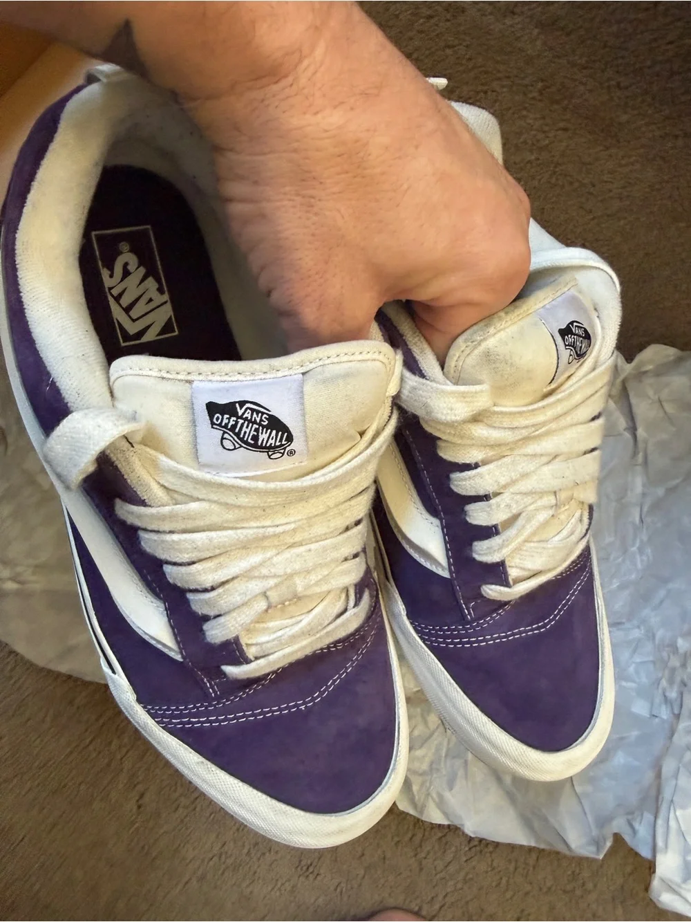 Men's Purple Suede Skate Sneakers with White Stripe